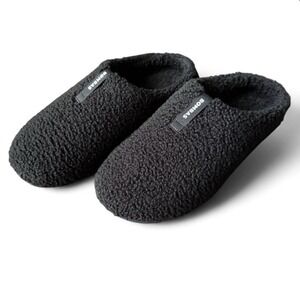 Bombas Mens Sunday Slipper Black Plush Sherpa Fuzzy Cozy Comfort House Shoes 9